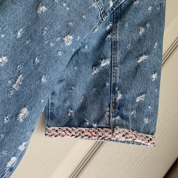 Sandro Distressed Short-Sleeve Denim Jacket - Picture 11 of 15